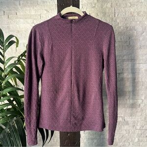 Ibex Purple Merino Wool Geometric Print 1/2 Zip Baselayer Size Small